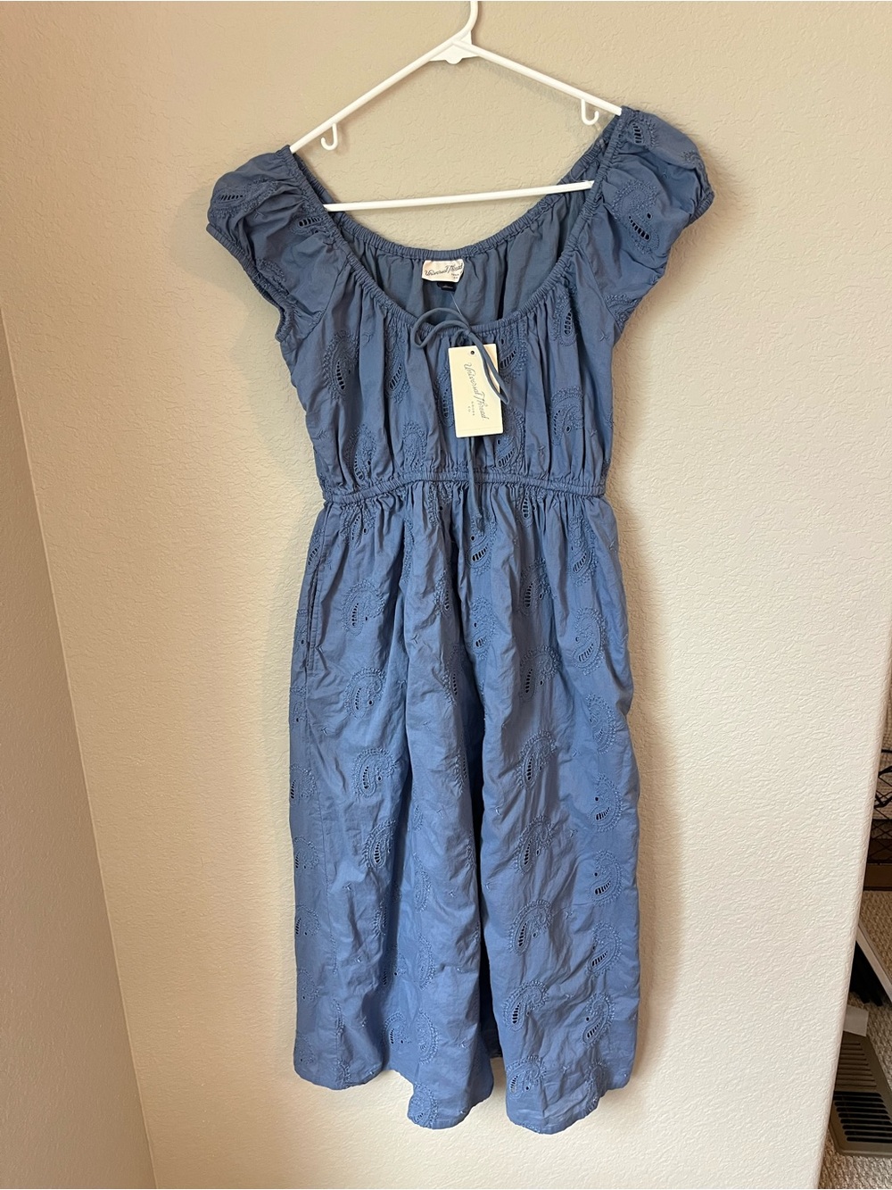 NWT Universal Thread Eyelet Paisley Midi Sundress S Slate Blue Boho Cottagecore